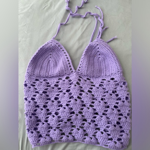Handmade crochet heart 💜 halter neck top - Picture 2 of 8
